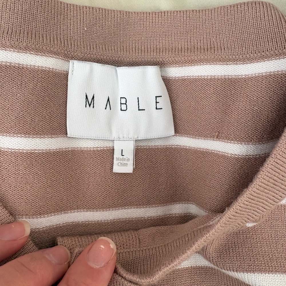 Mable tan striped cardigan sweater - Picture 3 of 4